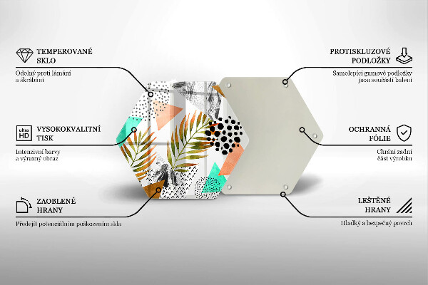 Üveg vágódeszka Boho levelek minta