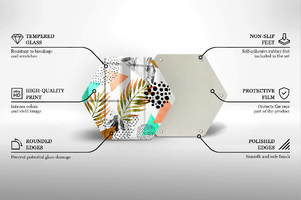 Üveg vágódeszka Boho levelek minta