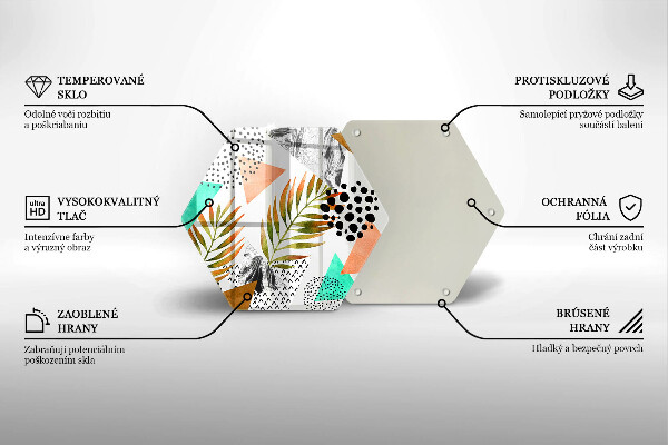 Üveg vágódeszka Boho levelek minta