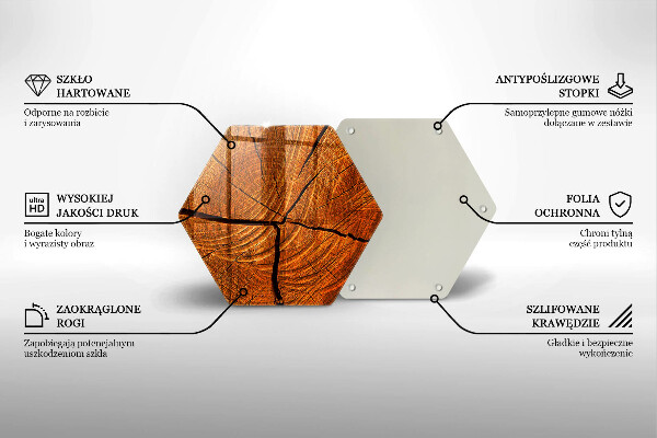 Üveg vágódeszka Fa törzsszerkezet