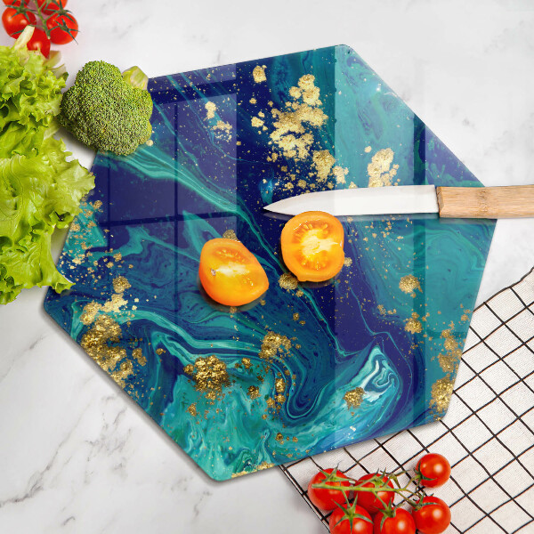 Üveg vágódeszka Absztrakció arannyal