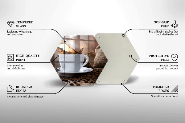 Üveg vágódeszka Csésze és kávébab