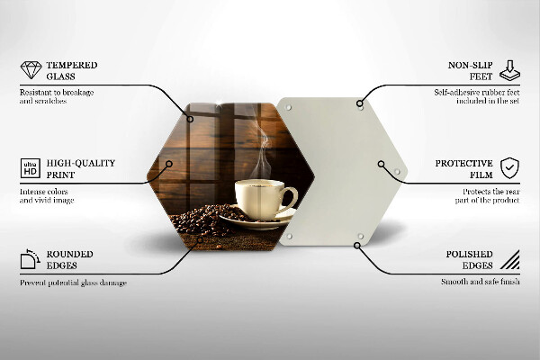 Üveg vágódeszka Fa kávéscsésze