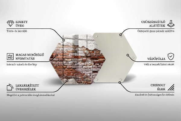 Üveg vágódeszka Régi tégla és beton fal