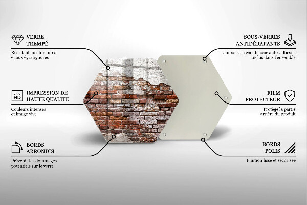 Üveg vágódeszka Régi tégla és beton fal