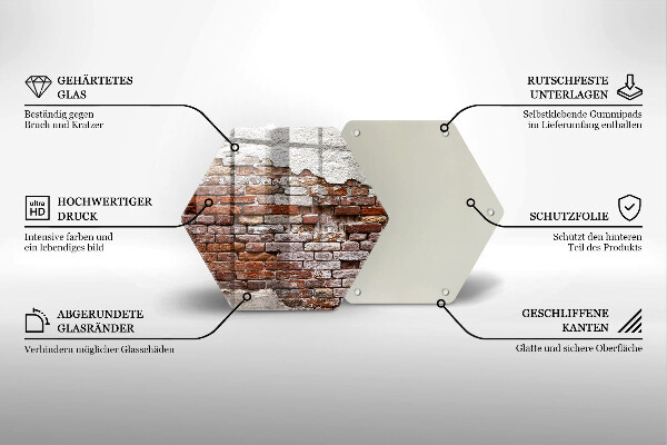 Üveg vágódeszka Régi tégla és beton fal