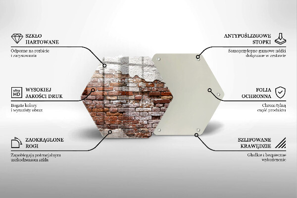 Üveg vágódeszka Régi tégla és beton fal