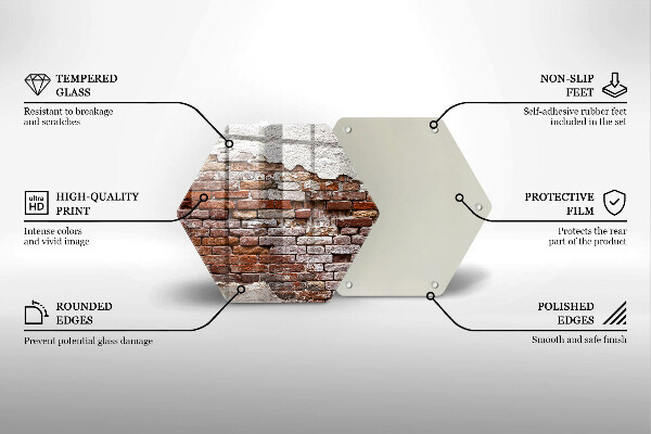 Üveg vágódeszka Régi tégla és beton fal