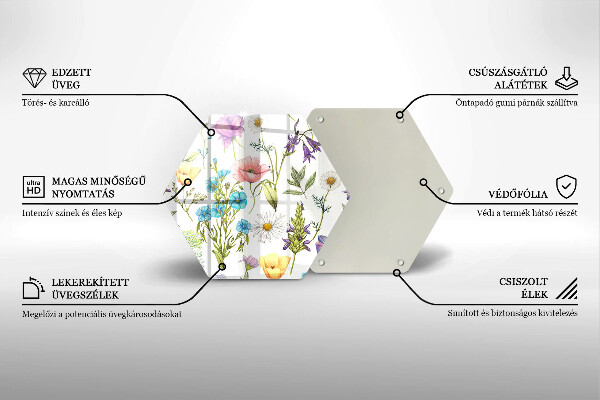 Üveg vágódeszka Virágok illusztráció