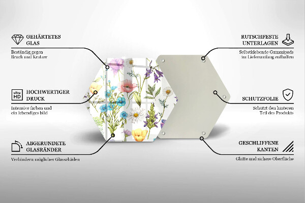 Üveg vágódeszka Virágok illusztráció