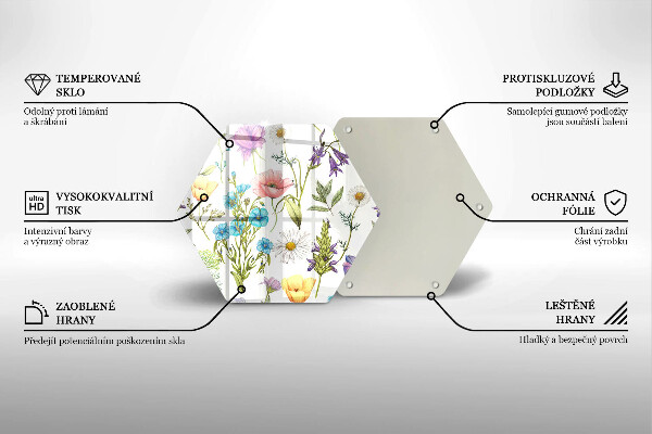 Üveg vágódeszka Virágok illusztráció