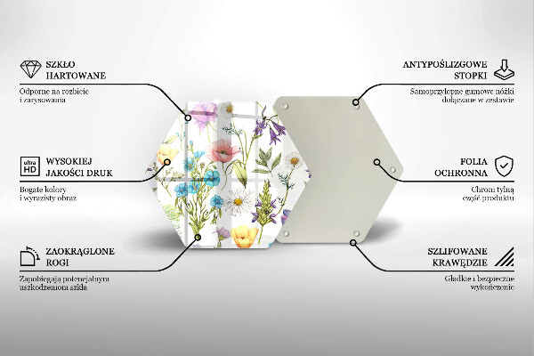 Üveg vágódeszka Virágok illusztráció