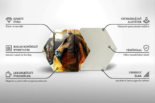 Üveg vágódeszka Állatok lovak