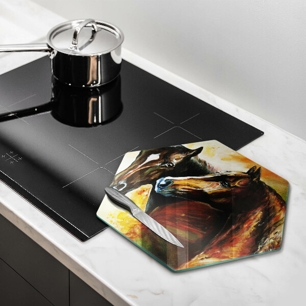 Üveg vágódeszka Állatok lovak