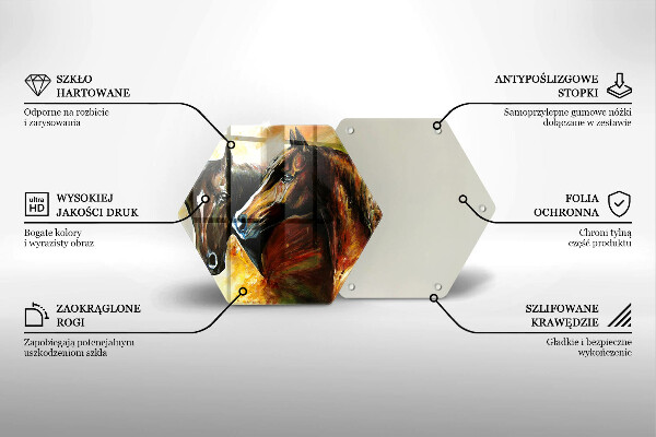 Üveg vágódeszka Állatok lovak