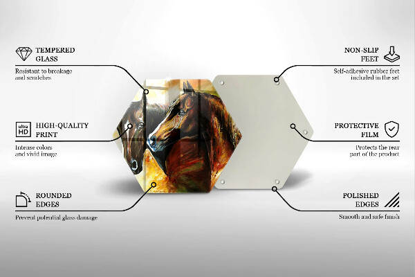 Üveg vágódeszka Állatok lovak