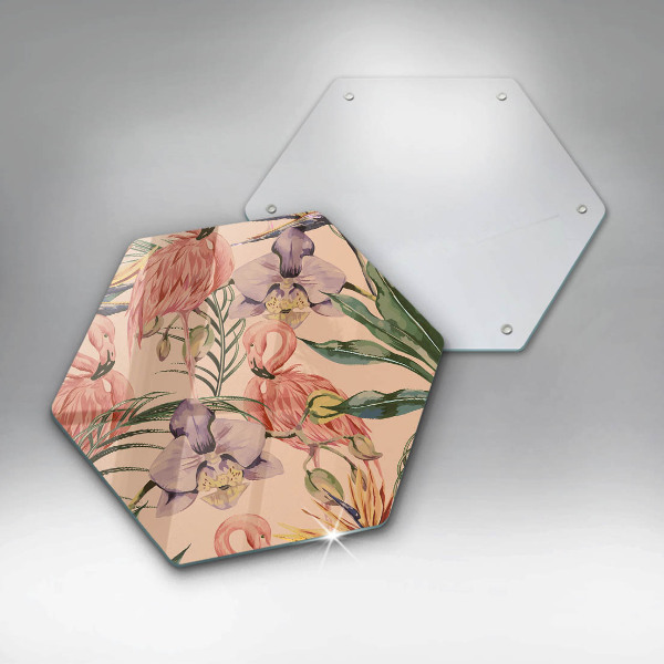 Üveg vágódeszka Flamingók illusztráció