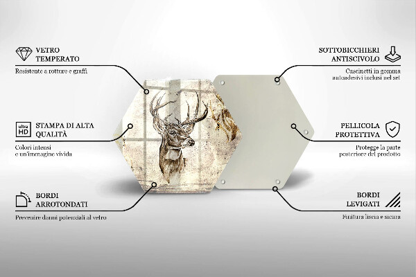 Üveg vágódeszka Szarvas állat illusztráció