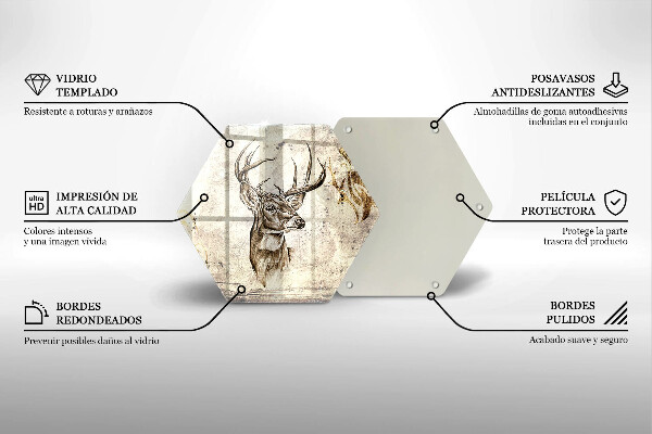 Üveg vágódeszka Szarvas állat illusztráció