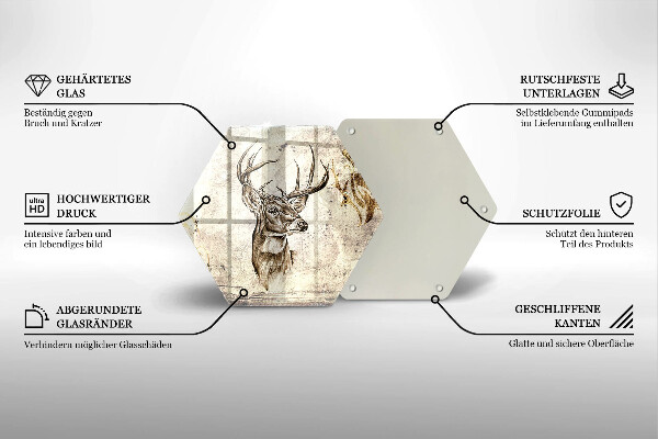 Üveg vágódeszka Szarvas állat illusztráció