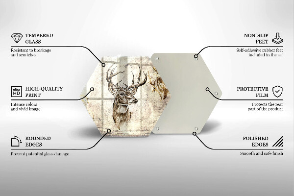 Üveg vágódeszka Szarvas állat illusztráció
