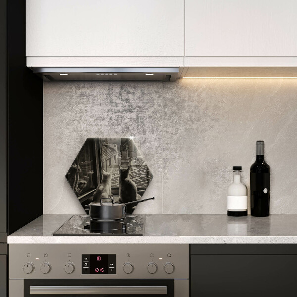 Üveg vágódeszka Macskák város és ablak