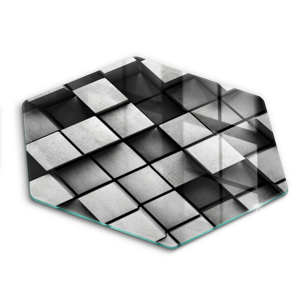Üveg vágódeszka Absztrakt 3D négyzetek
