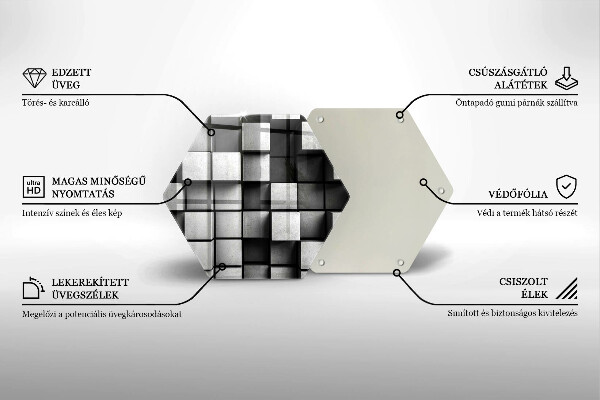 Üveg vágódeszka Absztrakt 3D négyzetek
