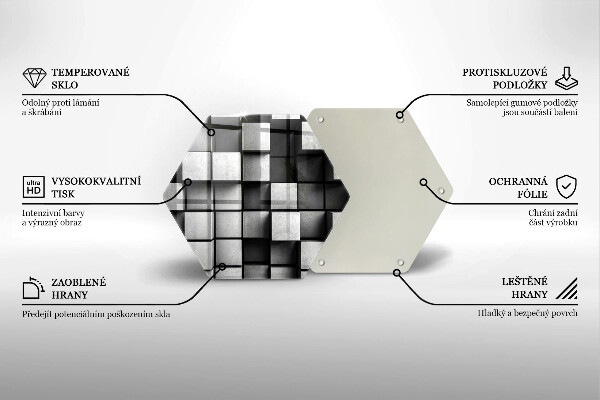 Üveg vágódeszka Absztrakt 3D négyzetek