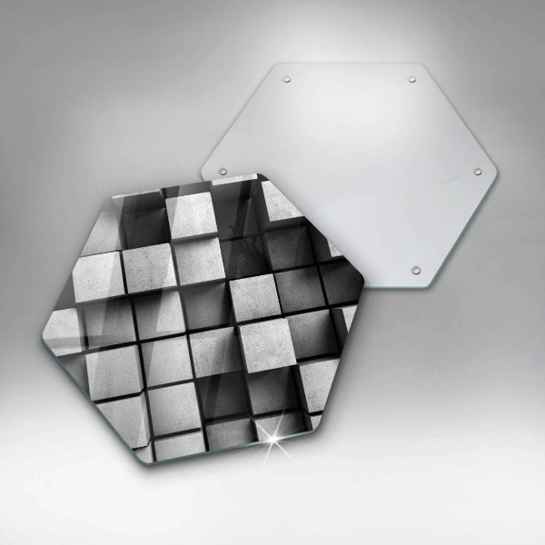 Üveg vágódeszka Absztrakt 3D négyzetek