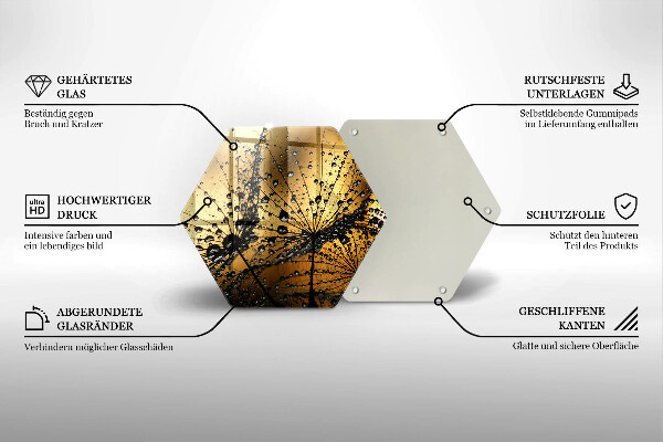 Üveg vágódeszka Harmat és pitypang