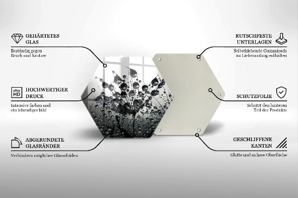 Üveg vágódeszka Pitypang és harmat