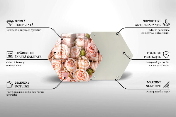 Üveg vágódeszka Csokor finom rózsa