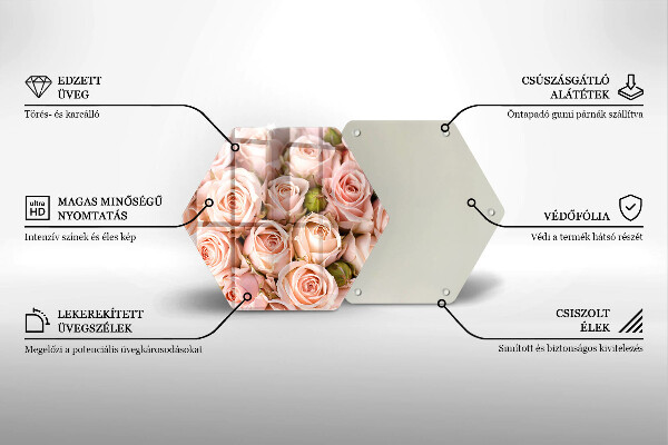 Üveg vágódeszka Csokor finom rózsa