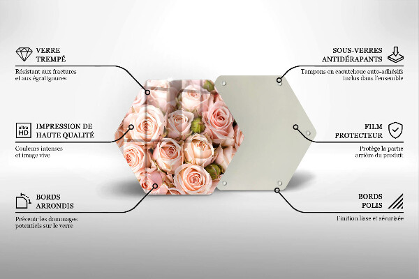 Üveg vágódeszka Csokor finom rózsa