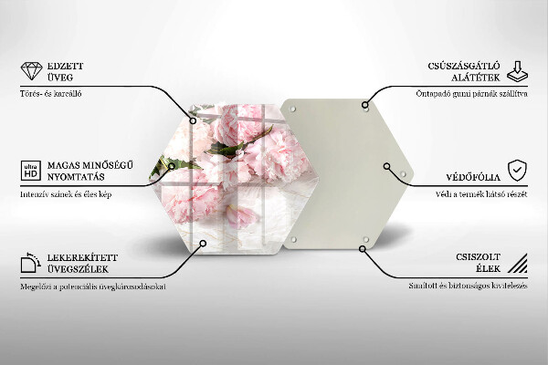 Üveg vágódeszka Finom rózsa virágok