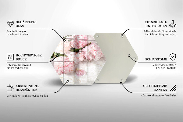 Üveg vágódeszka Finom rózsa virágok
