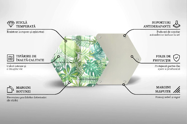 Üveg vágódeszka Akvarell boho levelek