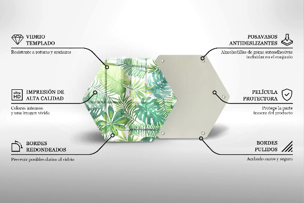 Üveg vágódeszka Akvarell boho levelek