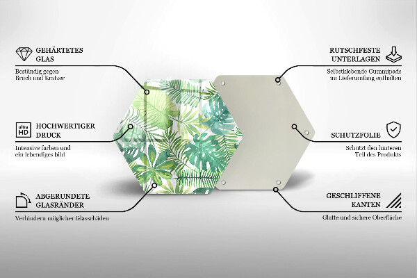 Üveg vágódeszka Akvarell boho levelek