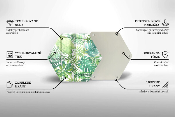 Üveg vágódeszka Akvarell boho levelek