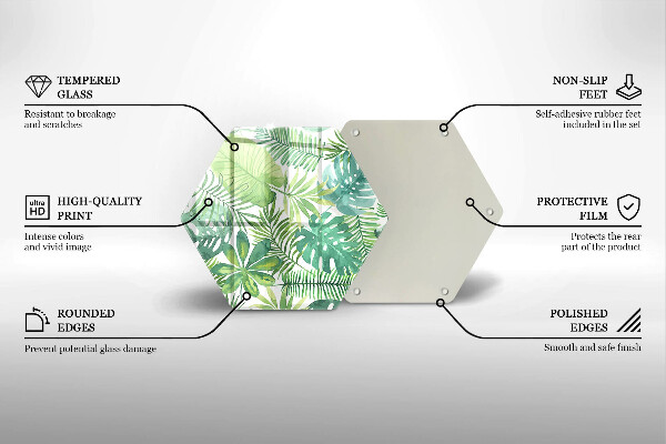 Üveg vágódeszka Akvarell boho levelek