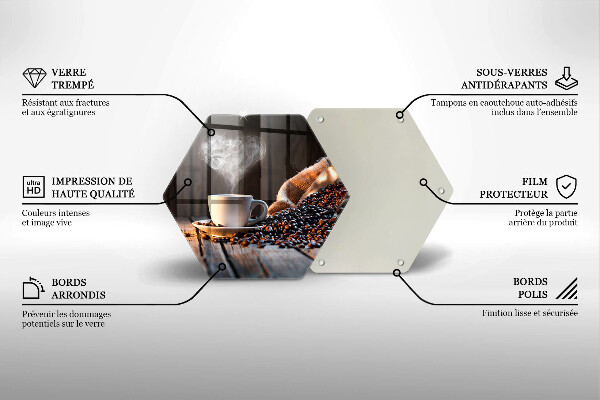 Üveg vágódeszka Kávéscsésze és szív