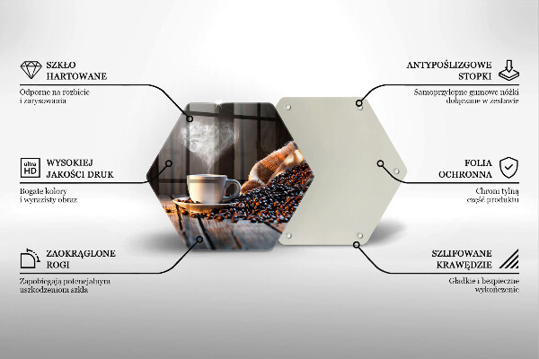 Üveg vágódeszka Kávéscsésze és szív