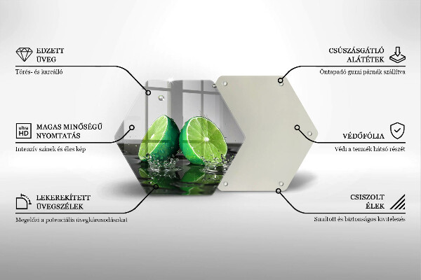 Üveg vágódeszka Lédús lime és víz