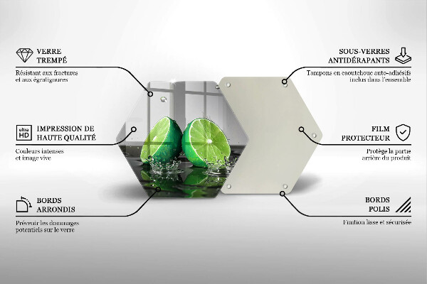 Üveg vágódeszka Lédús lime és víz