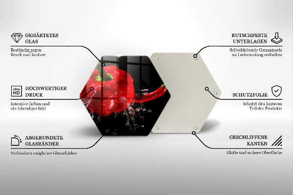 Üveg vágódeszka Piros paprika vízben