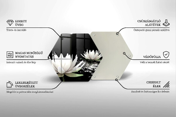 Üveg vágódeszka Fehér liliomok a vízen