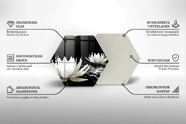 Üveg vágódeszka Fehér liliomok a vízen