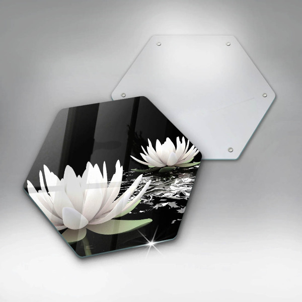 Üveg vágódeszka Fehér liliomok a vízen